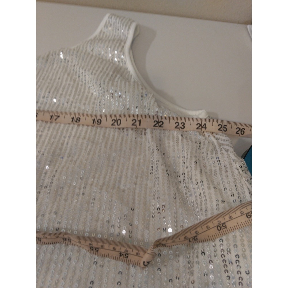 Women's Sequined Top Size 3xl Fits 2x White Aline Evening Party Wear Elegant - Picture 6 of 9